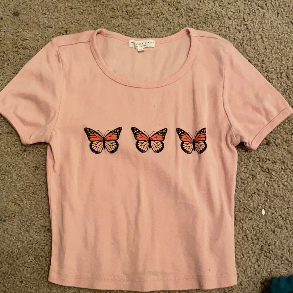 COPY - pink baby tee with butterflies